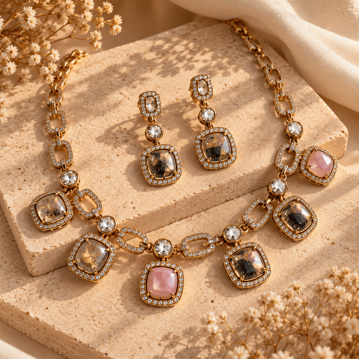 Moissanite Stone Necklace Set