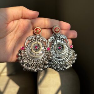 Oxidised Silver Jhumka Earrings